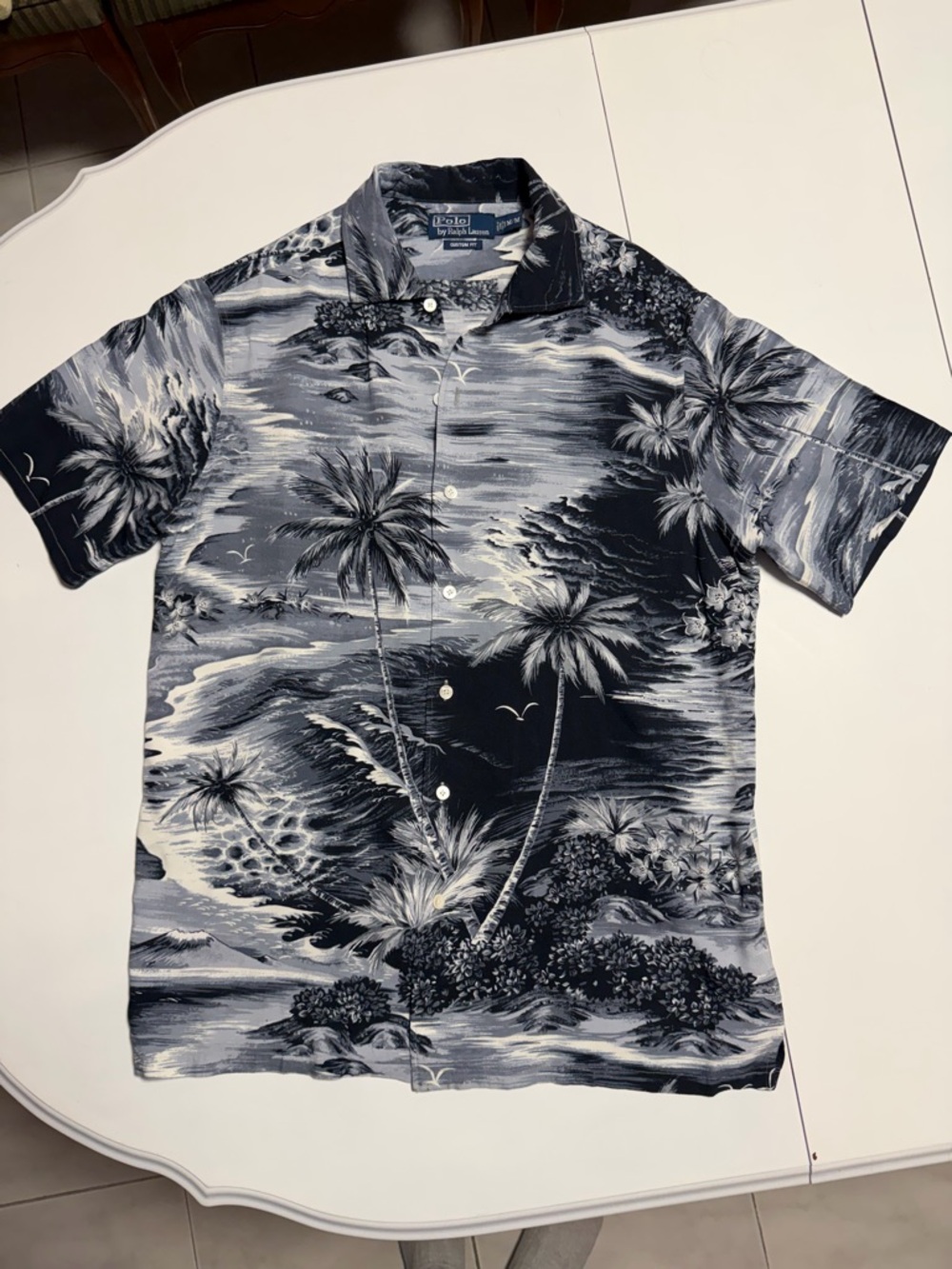 Polo Ralph Lauren Black & White Tropical Palm-Print Camp Shirt